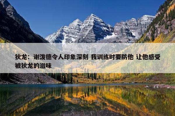 狄龙：谢泼德令人印象深刻 我训练时要防他 让他感受被狄龙的滋味