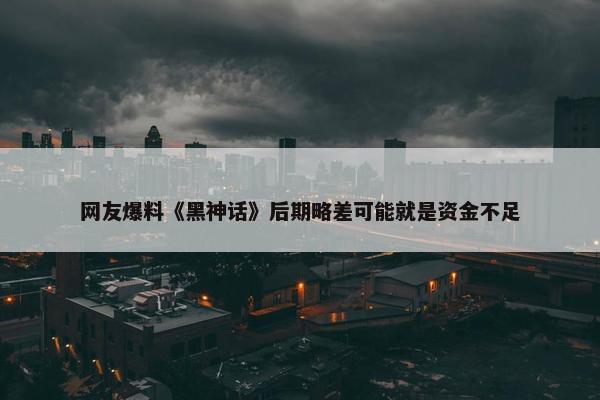 网友爆料《黑神话》后期略差可能就是资金不足