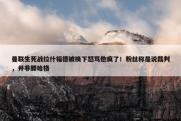 曼联生死战拉什福德被换下怒骂他疯了！粉丝称是说裁判，并非滕哈格