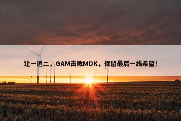 让一追二，GAM击败MDK，保留最后一线希望！