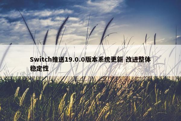 Switch推送19.0.0版本系统更新 改进整体稳定性