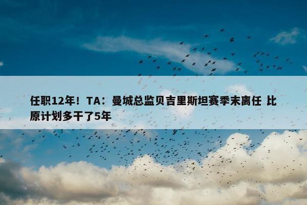 任职12年！TA：曼城总监贝吉里斯坦赛季末离任 比原计划多干了5年