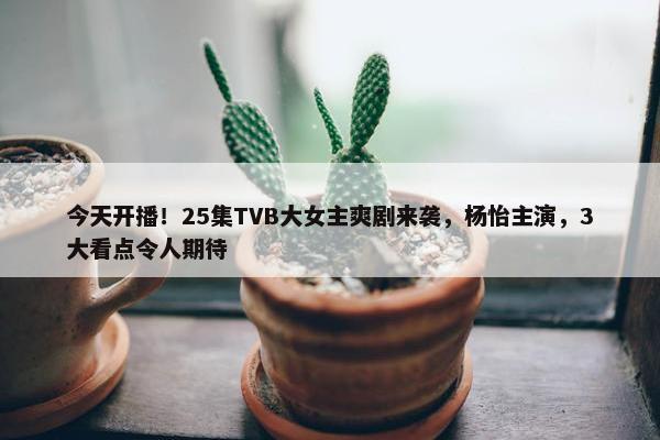 今天开播！25集TVB大女主爽剧来袭，杨怡主演，3大看点令人期待