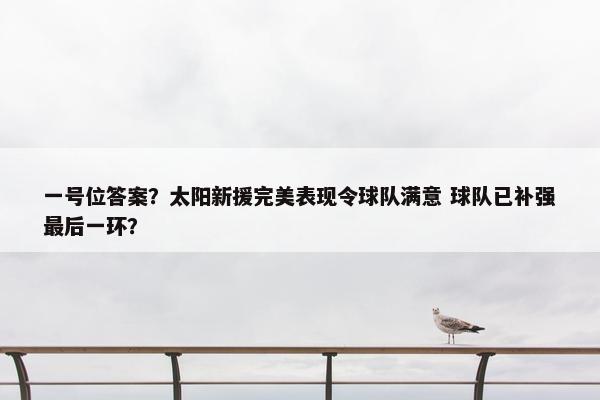 一号位答案？太阳新援完美表现令球队满意 球队已补强最后一环？