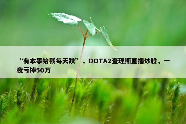 “有本事给我每天跌”，DOTA2查理斯直播炒股，一夜亏掉50万