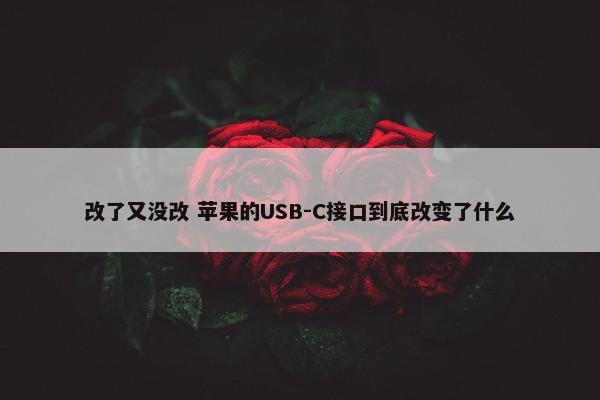 改了又没改 苹果的USB-C接口到底改变了什么