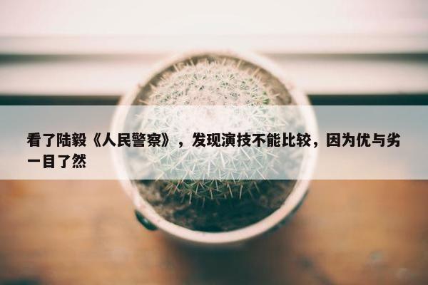 看了陆毅《人民警察》，发现演技不能比较，因为优与劣一目了然