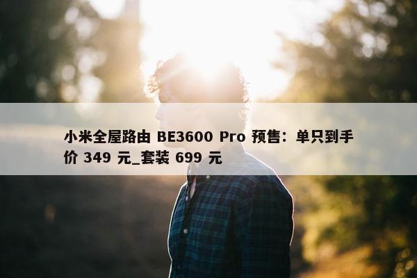 小米全屋路由 BE3600 Pro 预售：单只到手价 349 元_套装 699 元