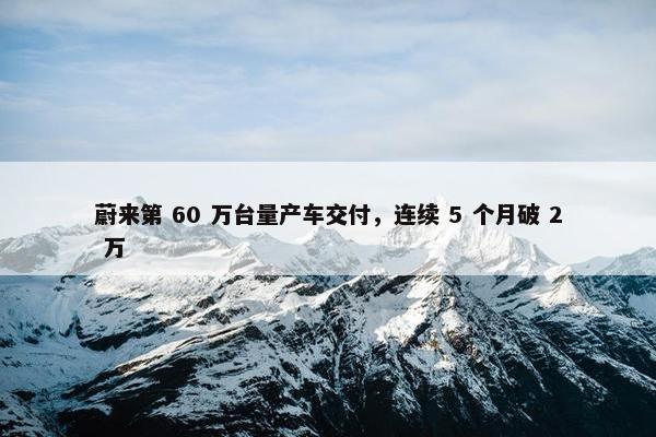 蔚来第 60 万台量产车交付，连续 5 个月破 2 万