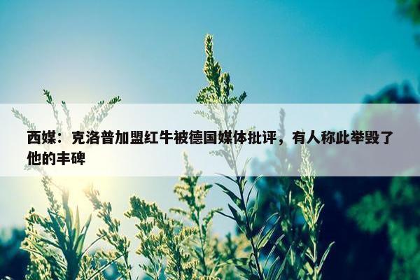 西媒：克洛普加盟红牛被德国媒体批评，有人称此举毁了他的丰碑