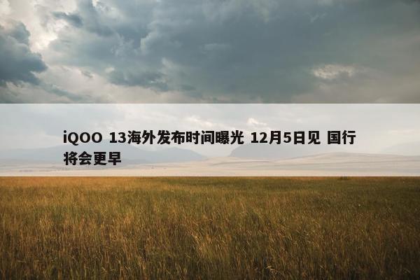 iQOO 13海外发布时间曝光 12月5日见 国行将会更早