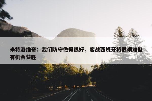 米特洛维奇：我们防守做得很好，客战西班牙将很艰难但有机会获胜