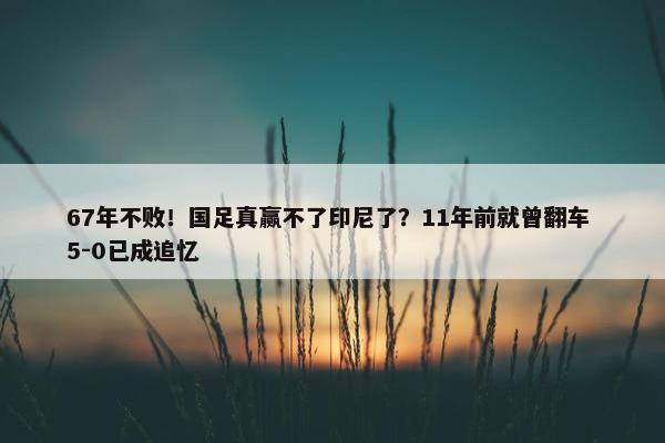 67年不败！国足真赢不了印尼了？11年前就曾翻车 5-0已成追忆