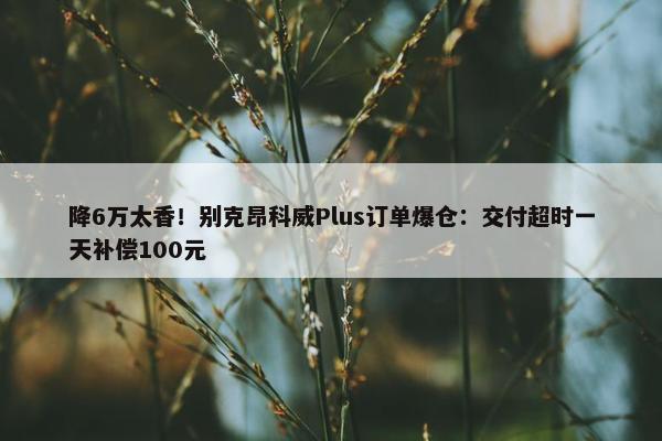 降6万太香！别克昂科威Plus订单爆仓：交付超时一天补偿100元