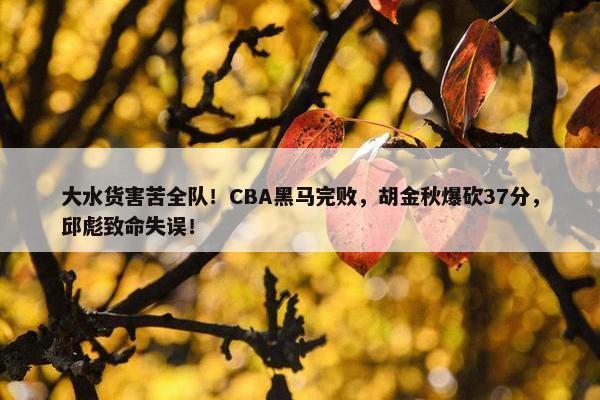 大水货害苦全队！CBA黑马完败，胡金秋爆砍37分，邱彪致命失误！