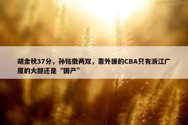 胡金秋37分，孙铭徽两双，靠外援的CBA只有浙江广厦的大腿还是“国产”