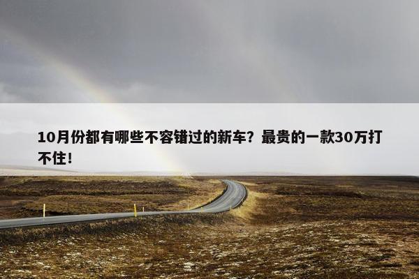 10月份都有哪些不容错过的新车？最贵的一款30万打不住！