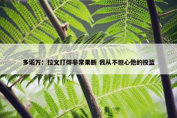 多诺万：拉文打得非常果断 我从不担心他的投篮