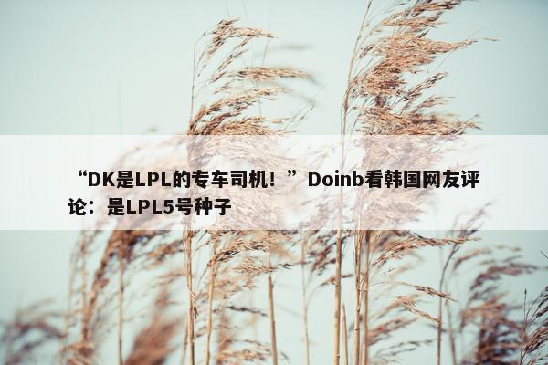 “DK是LPL的专车司机！”Doinb看韩国网友评论：是LPL5号种子