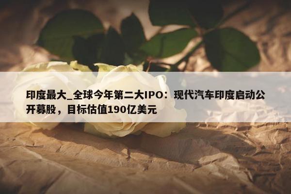 印度最大_全球今年第二大IPO：现代汽车印度启动公开募股，目标估值190亿美元