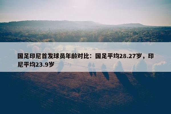 国足印尼首发球员年龄对比：国足平均28.27岁，印尼平均23.9岁