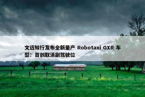 文远知行发布全新量产 Robotaxi GXR 车型：首创取消副驾驶位