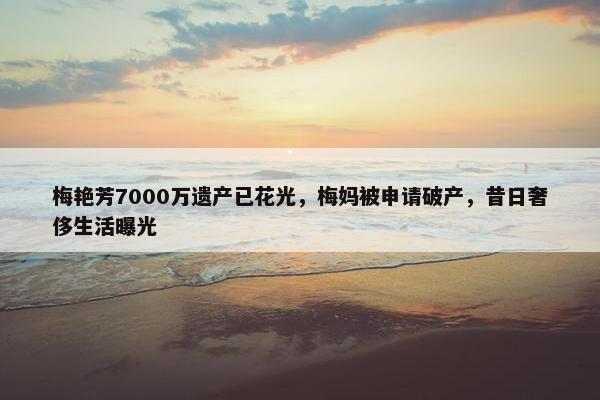 梅艳芳7000万遗产已花光，梅妈被申请破产，昔日奢侈生活曝光