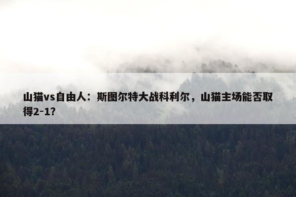 山猫vs自由人：斯图尔特大战科利尔，山猫主场能否取得2-1？