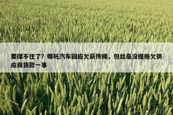 要撑不住了？哪吒汽车回应欠薪传闻，但丝毫没提拖欠供应商货款一事