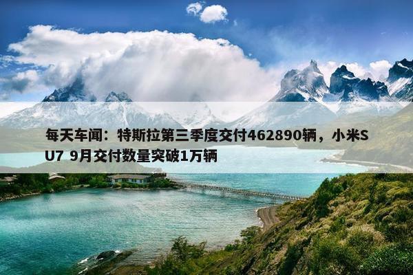 每天车闻：特斯拉第三季度交付462890辆，小米SU7 9月交付数量突破1万辆