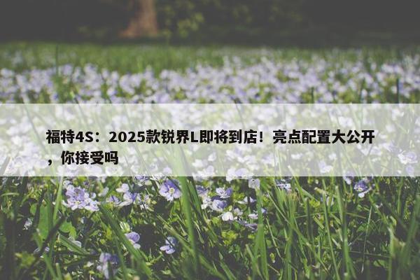 福特4S：2025款锐界L即将到店！亮点配置大公开，你接受吗