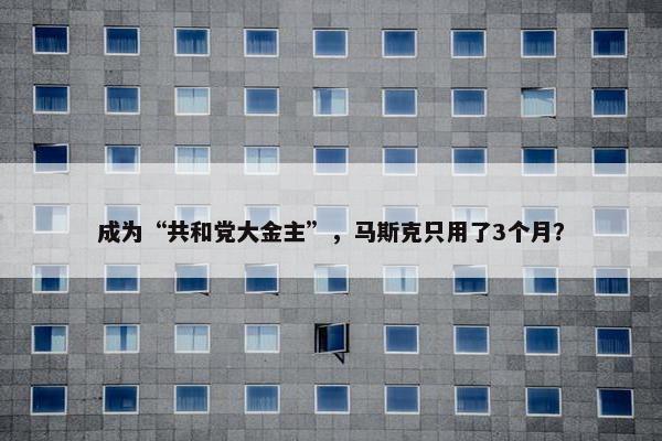 成为“共和党大金主”，马斯克只用了3个月？