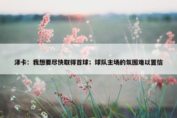 泽卡：我想要尽快取得首球；球队主场的氛围难以置信