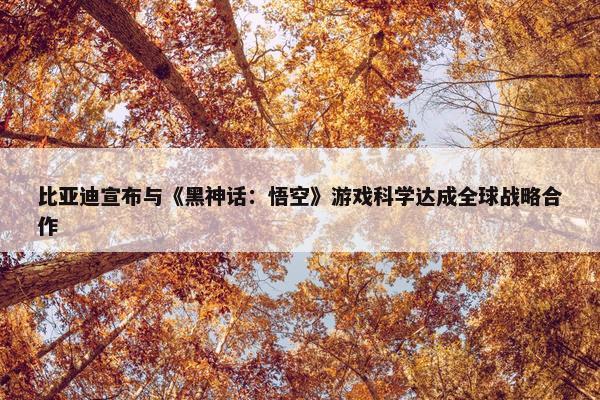 比亚迪宣布与《黑神话：悟空》游戏科学达成全球战略合作