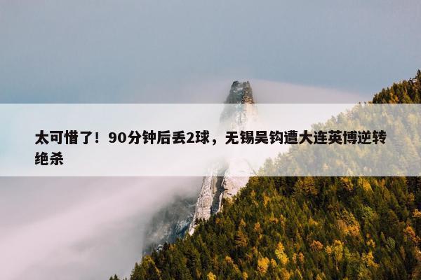 太可惜了！90分钟后丢2球，无锡吴钩遭大连英博逆转绝杀