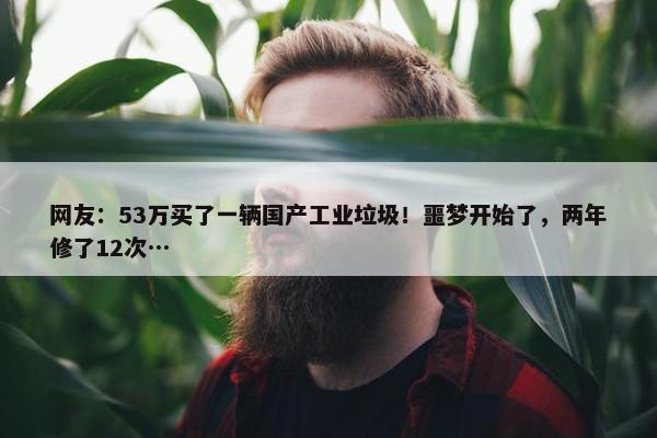 网友：53万买了一辆国产工业垃圾！噩梦开始了，两年修了12次…