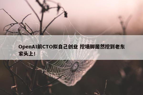 OpenAI前CTO拟自己创业 挖墙脚居然挖到老东家头上！