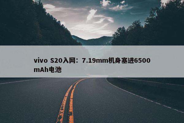 vivo S20入网：7.19mm机身塞进6500mAh电池