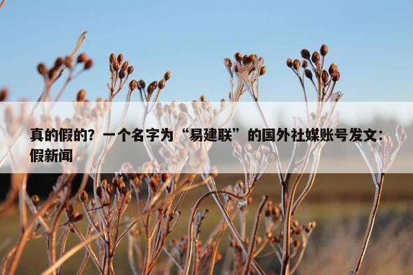 真的假的？一个名字为“易建联”的国外社媒账号发文：假新闻