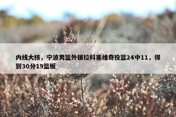 内线大核，宁波男篮外援拉科塞维奇投篮24中11，得到30分19篮板