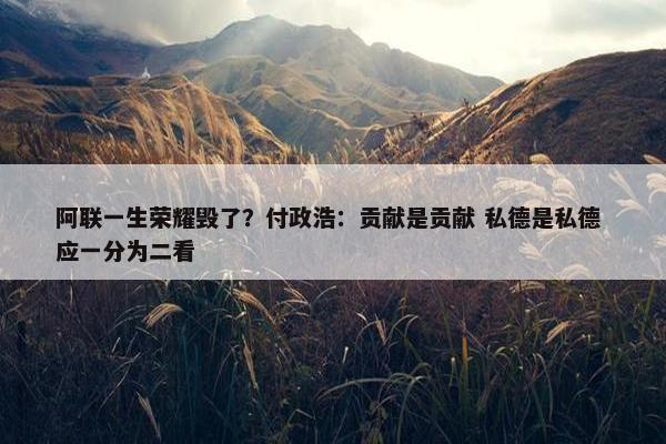 阿联一生荣耀毁了？付政浩：贡献是贡献 私德是私德 应一分为二看