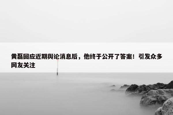 黄磊回应近期舆论消息后，他终于公开了答案！引发众多网友关注