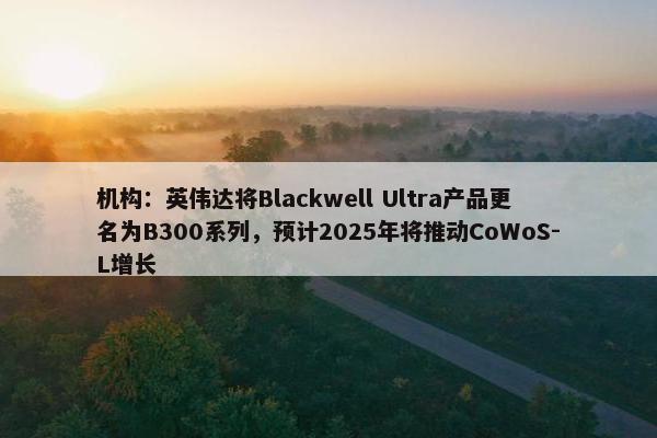 机构：英伟达将Blackwell Ultra产品更名为B300系列，预计2025年将推动CoWoS-L增长