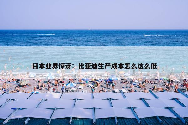 日本业界惊讶：比亚迪生产成本怎么这么低