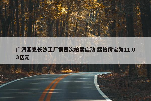 广汽菲克长沙工厂第四次拍卖启动 起拍价定为11.03亿元