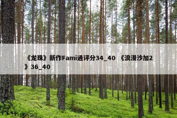 《龙珠》新作Fami通评分34_40 《浪漫沙加2》36_40