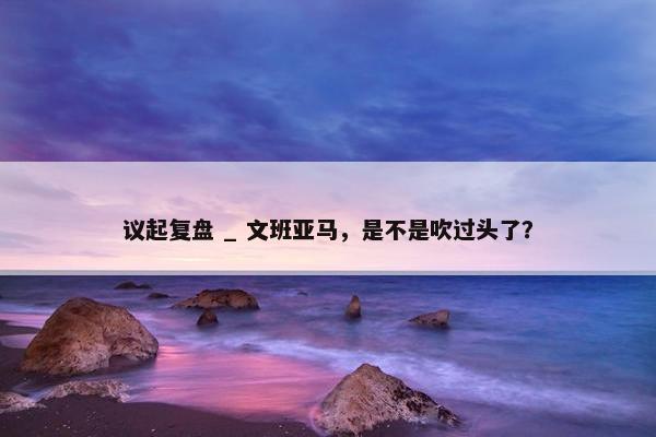 议起复盘 _ 文班亚马，是不是吹过头了？