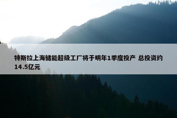 特斯拉上海储能超级工厂将于明年1季度投产 总投资约14.5亿元