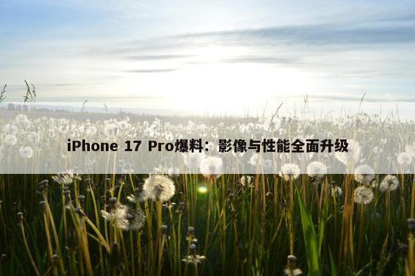 iPhone 17 Pro爆料：影像与性能全面升级