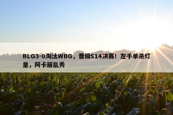 BLG3-0淘汰WBG，晋级S14决赛！左手单杀灯皇，阿卡丽乱秀